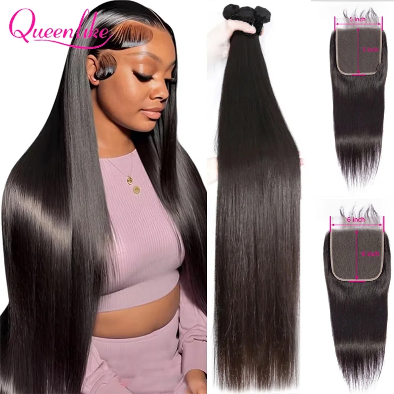 Board Game Queen - Bundel rambut manusia lurus 40 inci