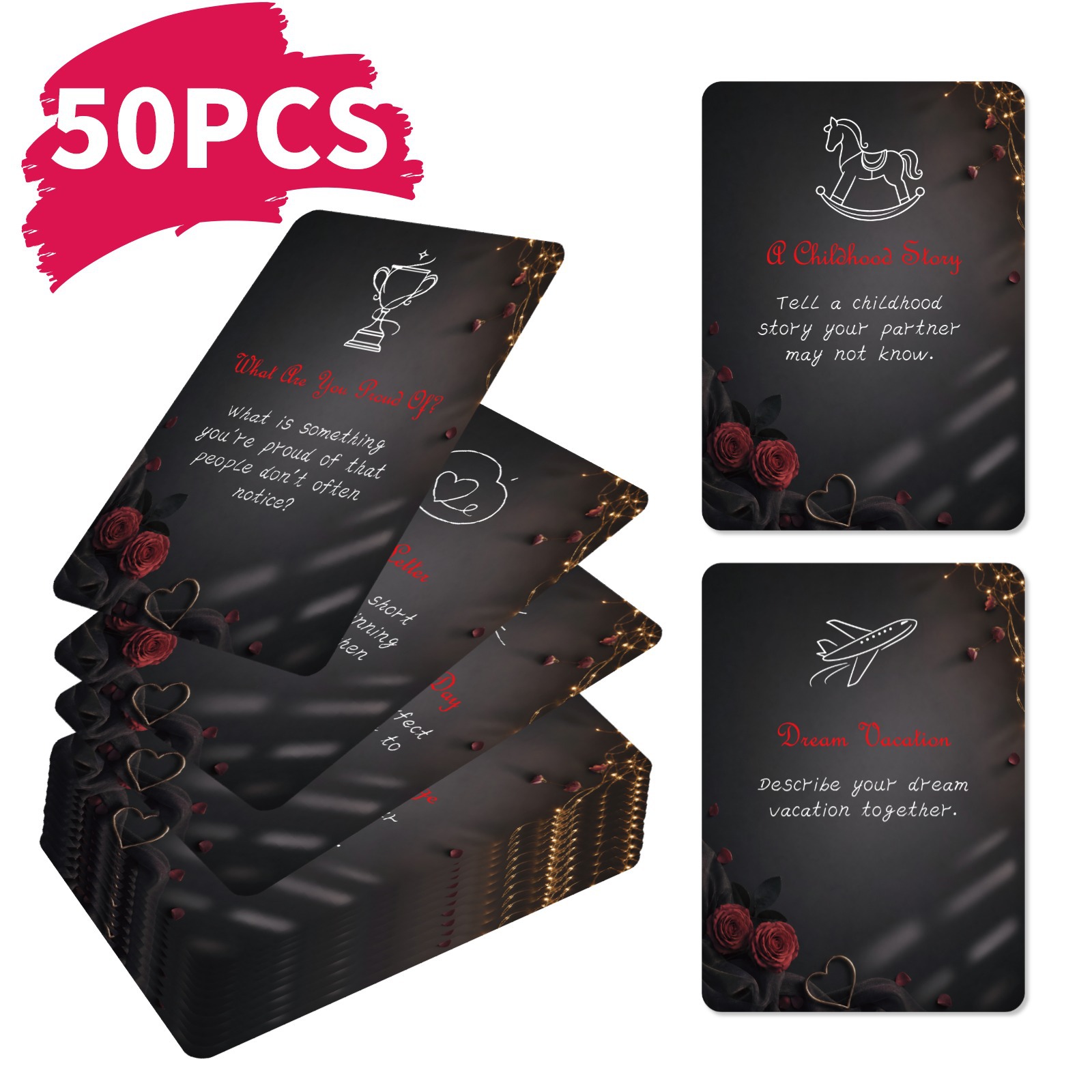 Board Game For Couple - 50Pcs Kartu Tantangan Pasangan Romantis Desain